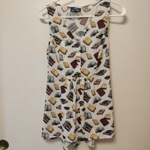 Book Print Peplum Blouse